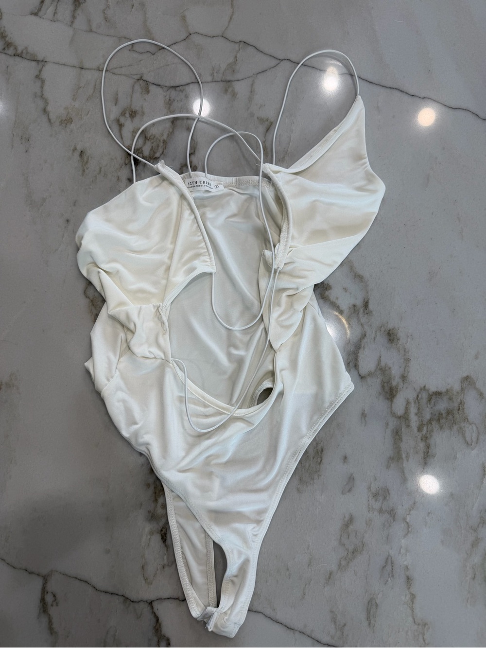 12th Tribe White Strappy Cutout Bodysuit